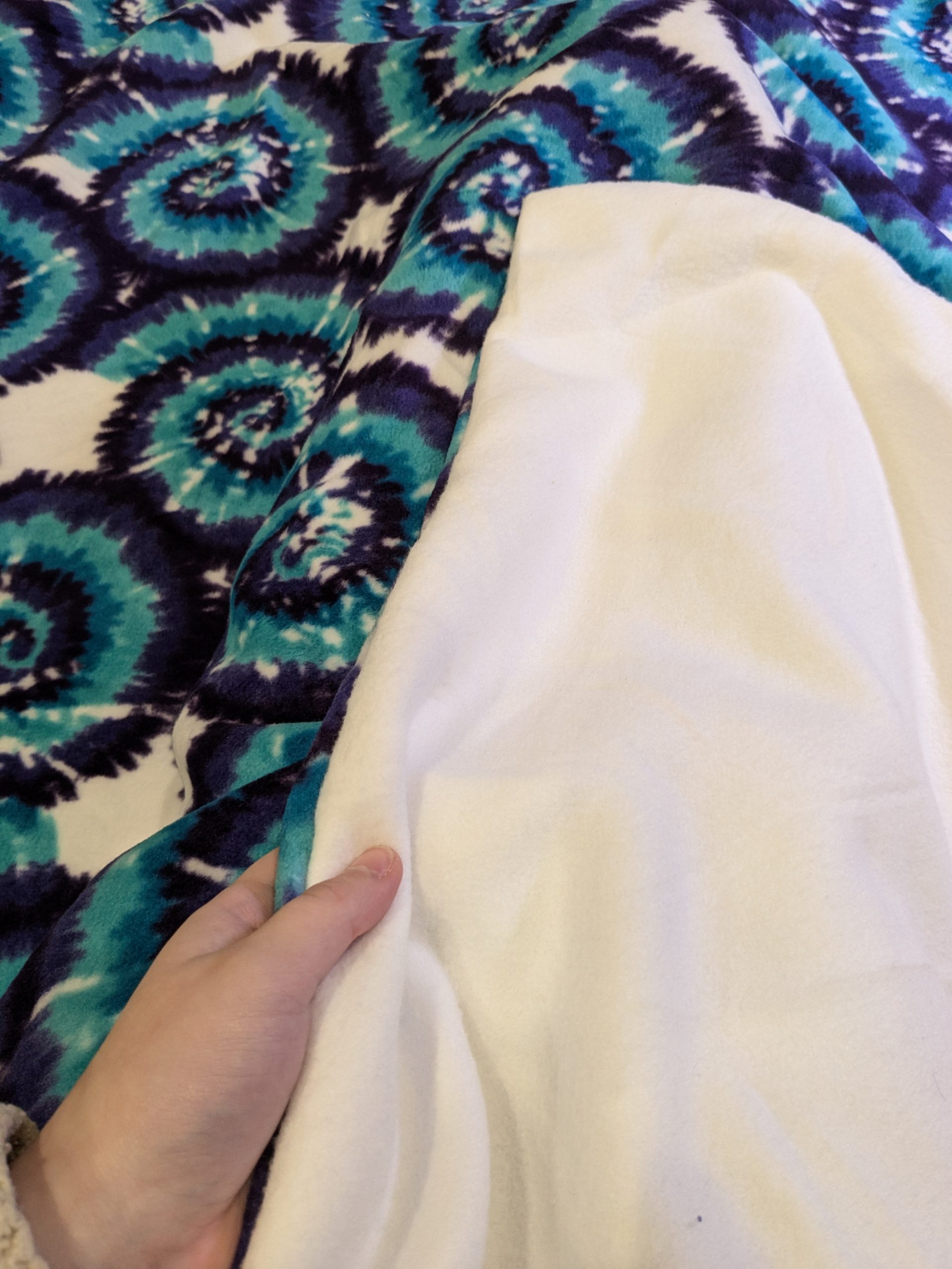 50x60in Shell Swirl Purple and Teal x White Blanket (Double Sided Fleece)