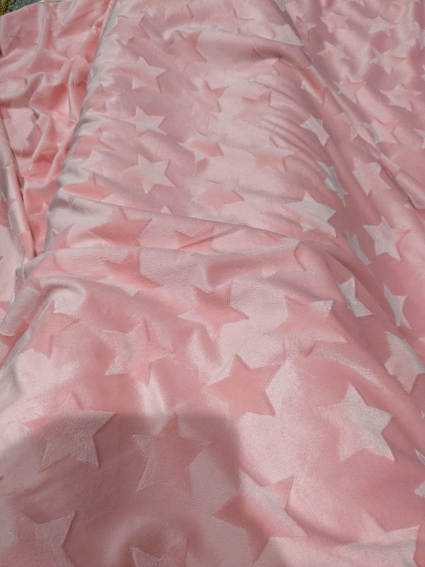 50x58 Pink Star Blanket, Minky Fleece, Lightweight but Warm